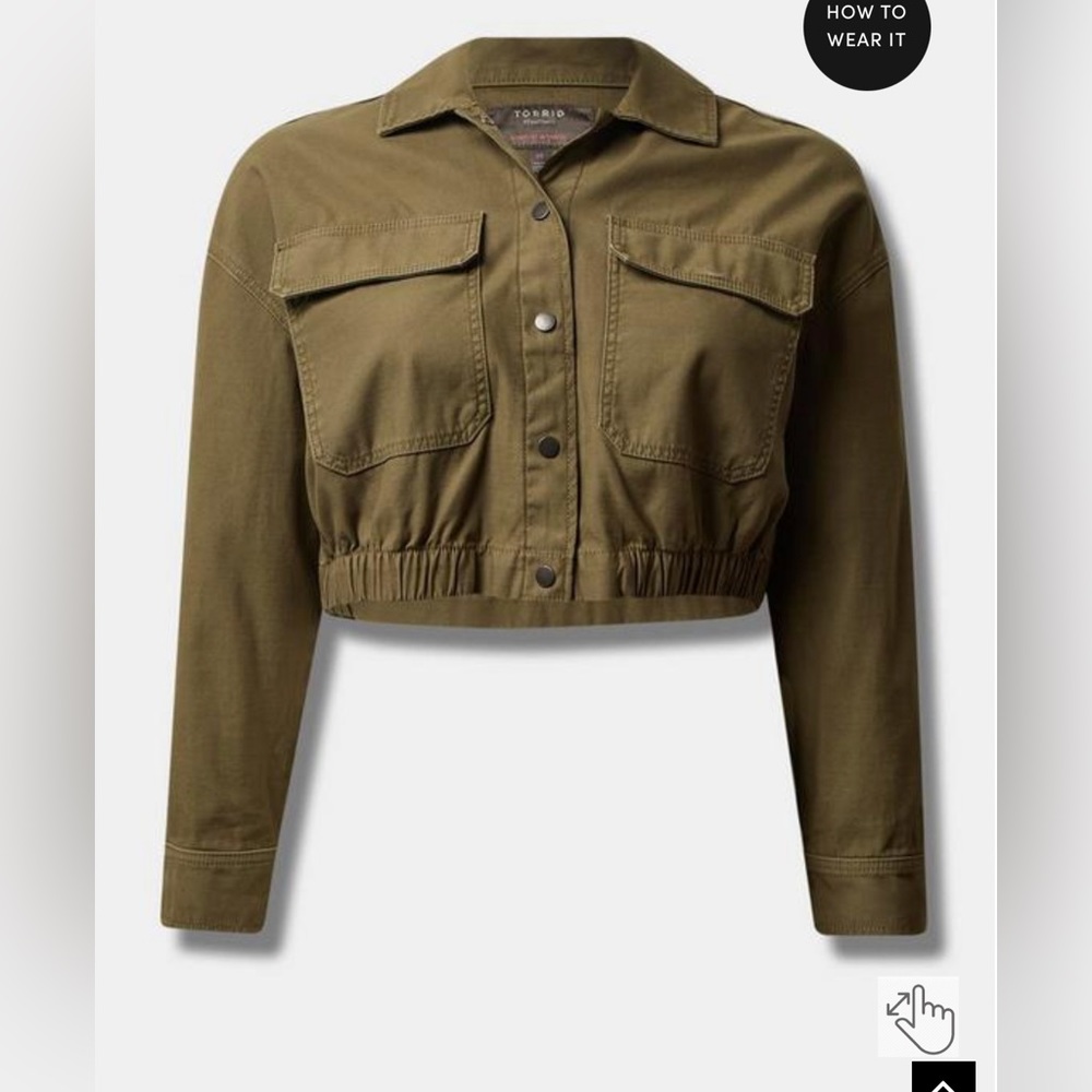 NWT Torrid Cotton Twill Cropped Jacket | size 3 / 22-24 | olive